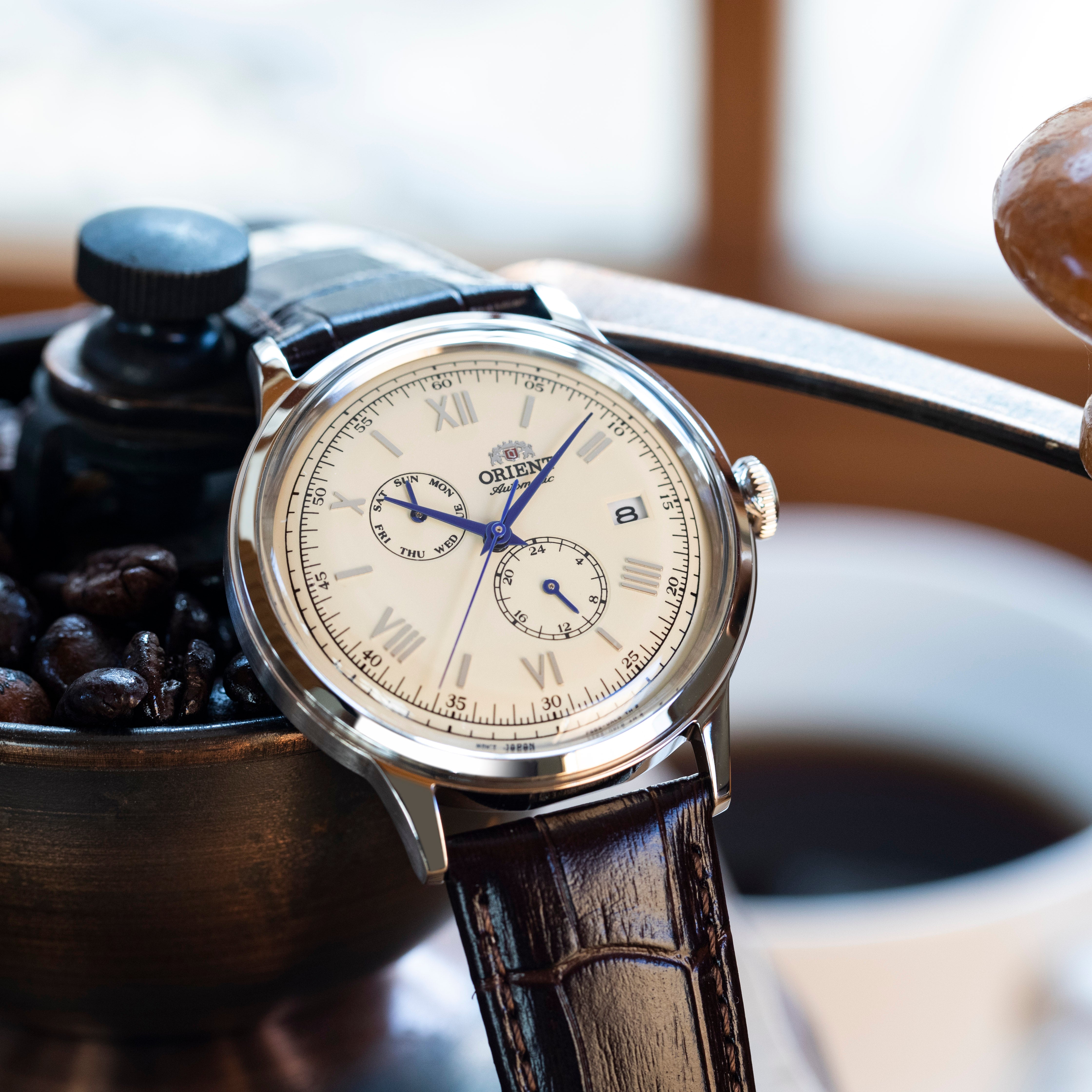 Orient Bambino Day-Date and 24-hour – HOURGLASS WATCH STORE