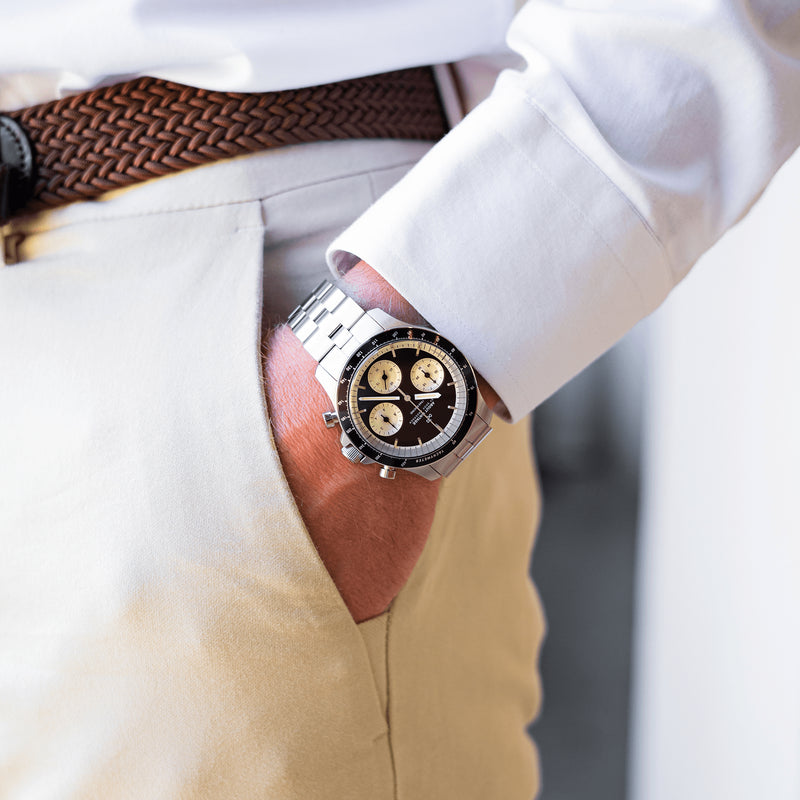 About Vintage 1960 Racing Chronograph, Steel / Black & Off White ...