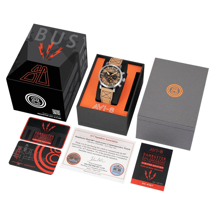 AVI - 8 617 Squadron 80th Anniversary Dual Time Chronograph Limited Edition CAMO AV - 4107 - 02 - HOURGLASS WATCH STORE