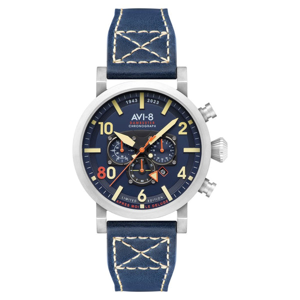 AVI - 8 617 Squadron 80th Anniversary Dual Time Chronograph Limited Edition NAVY BLUE AV - 4107 - 03 - HOURGLASS WATCH STORE