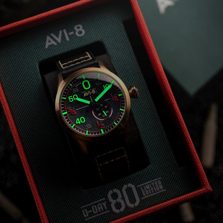 AVI - 8 FLYBOY Airborne Automatic D - Day 80 Limited Edition AV - 4114 - 01 - HOURGLASS WATCH STORE