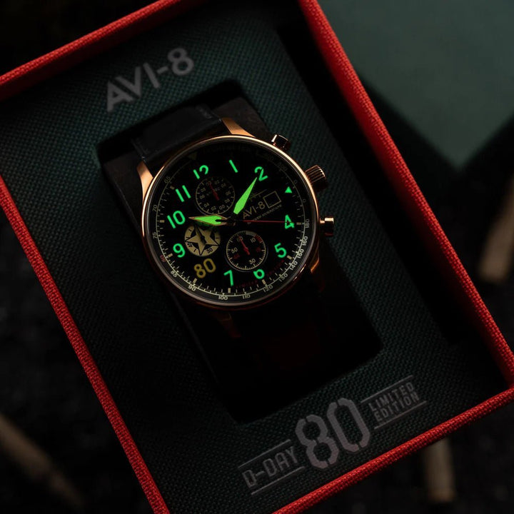 AVI - 8 HAWKER HURRICANE Classic Chronograph D - Day 80 Limited Edition AV - 4011 - 1D - HOURGLASS WATCH STORE