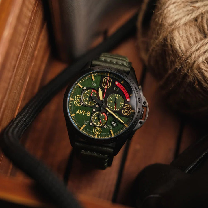 AVI - 8 P - 51 Mustang - Blakeslee Chronograph AV - 4077 - HOURGLASS WATCH STORE