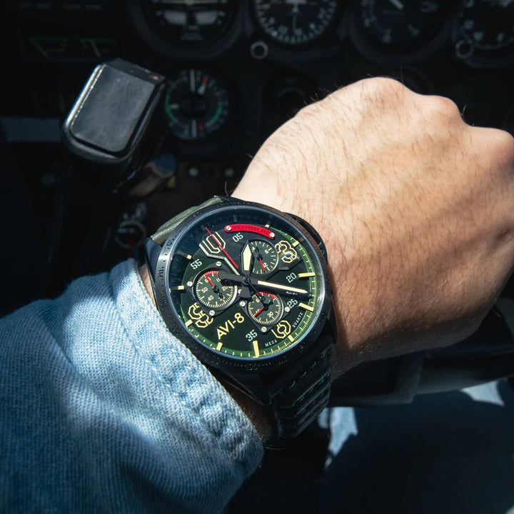 AVI - 8 P - 51 Mustang - Blakeslee Chronograph AV - 4077 - HOURGLASS WATCH STORE