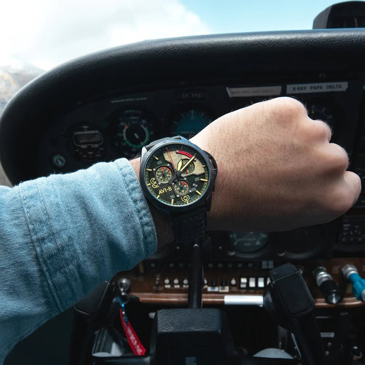 AVI - 8 P - 51 Mustang - Blakeslee Chronograph AV - 4077 - HOURGLASS WATCH STORE