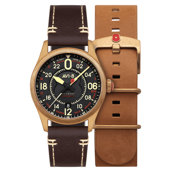 AVI - 8 SPITFIRE D - Day 80 Royal British Legion 24 Hour Automatic Bronze Limited Edition AV - 4116 - RBL - 01 - HOURGLASS WATCH STORE