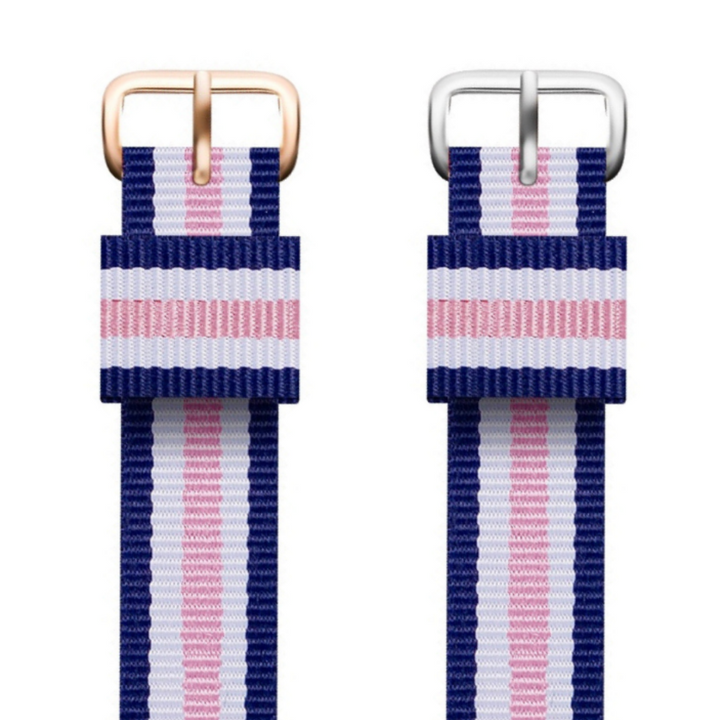Nato Strap 尼龍錶帶 - Double Blue / White / Pink - Hourglass Watch Store