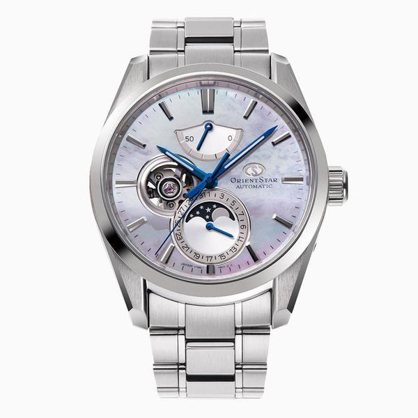 Orient Star Mechanical Moon Phase 鏤空月相錶 RE-AY0005A00B - Hourglass Watch Store