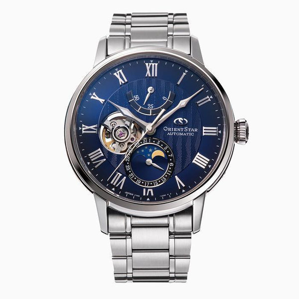 Orient Star Mechanical Moon Phase 鏤空月相錶 RE-AY0103L00B - Hourglass Watch Store
